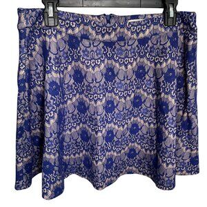 NWT Under Skies blue stretch skater mini skirt size L